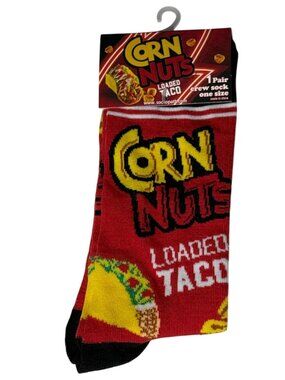 Snack Socks Red Taco Print Crew Men’s 8-12 Fun Food Graphic Gift Style